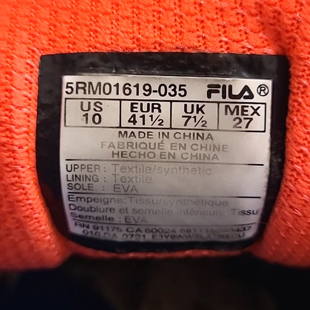 Fila Panorama 9 Sneakers Memory Foam Lace Up Low Top Running Athletic Trainers